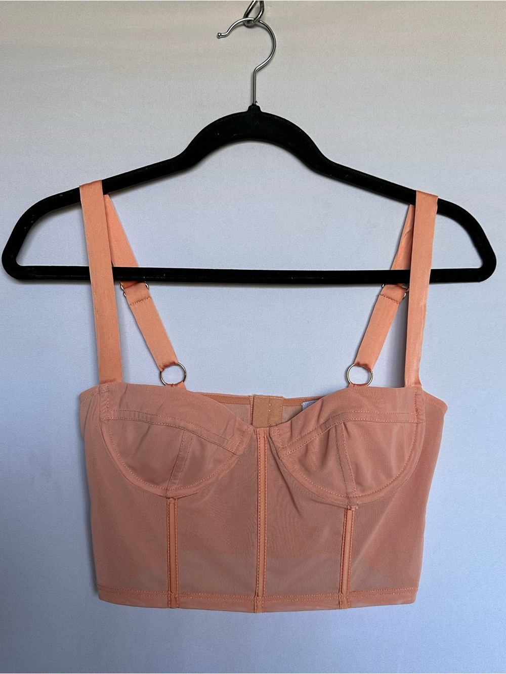 Oh Polly Peach Longline Bustier Crop Top